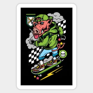 Skateboarding Boar Illustration Magnet